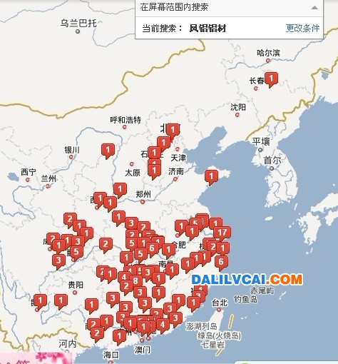 從百度地圖上分析我國(guó)著名鋁型材企業(yè)的市場(chǎng)占有率